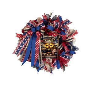 Celebrating 250th Birthday America, Patriotic Wreath, Americana